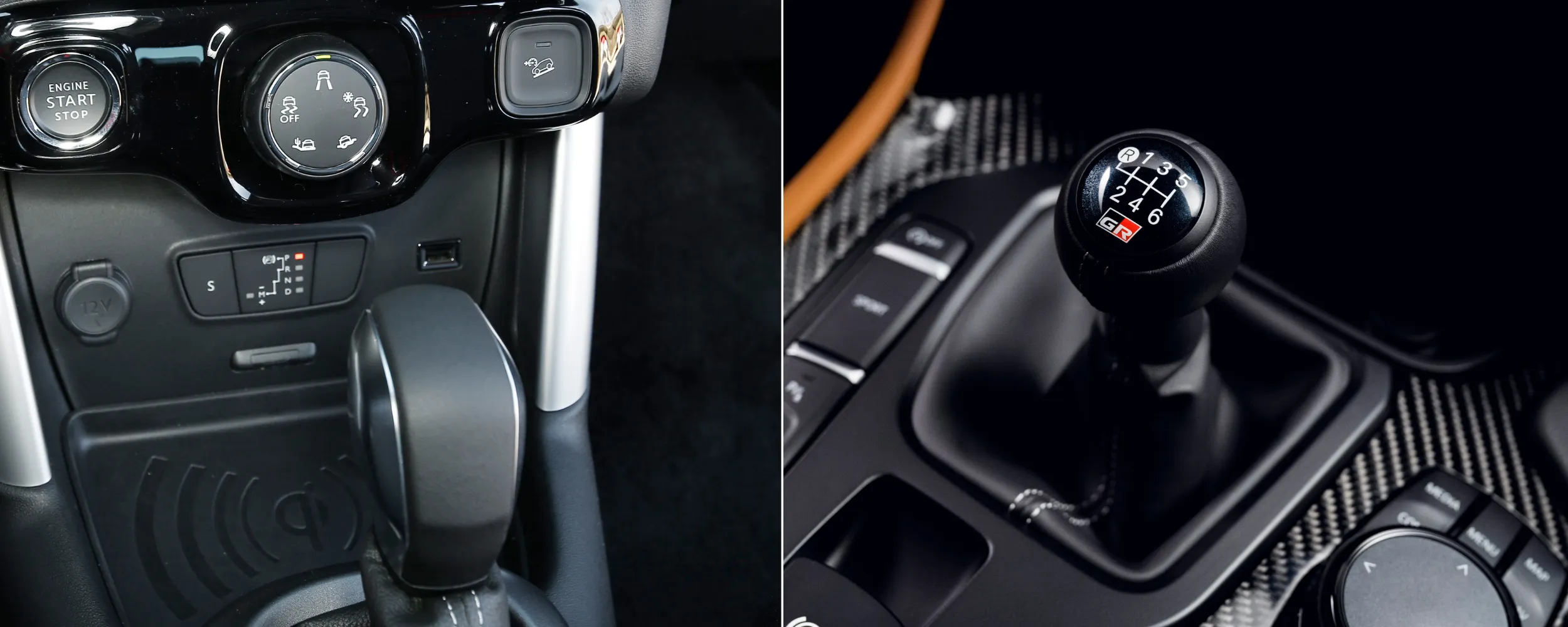 Palancas de cambio para coche manual o automático.