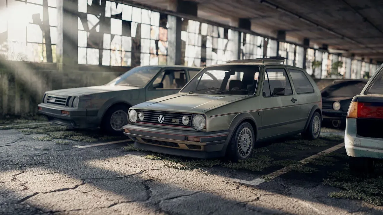 Subastas de coches con clásicos olvidados en garaje industrial.